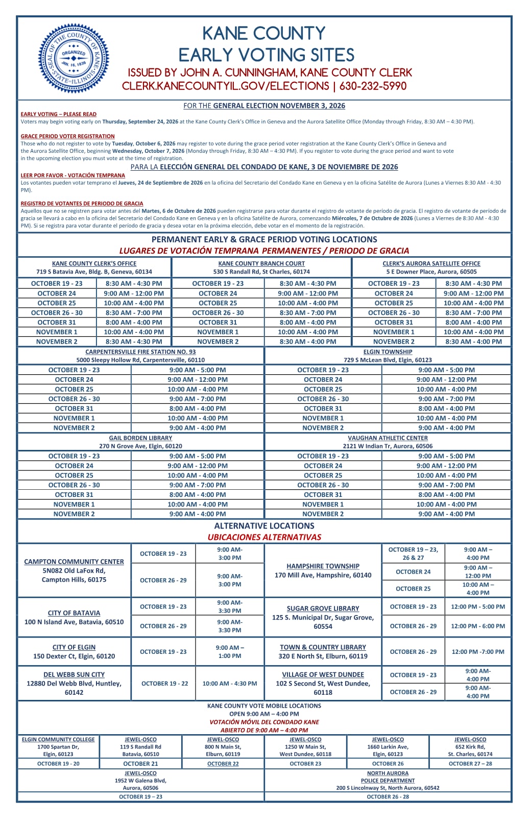 Flyer for Early Voting Starts September 24th at Select Locations!